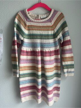 Girls Cream Multicolor Striped Knit Dress by Gymboree